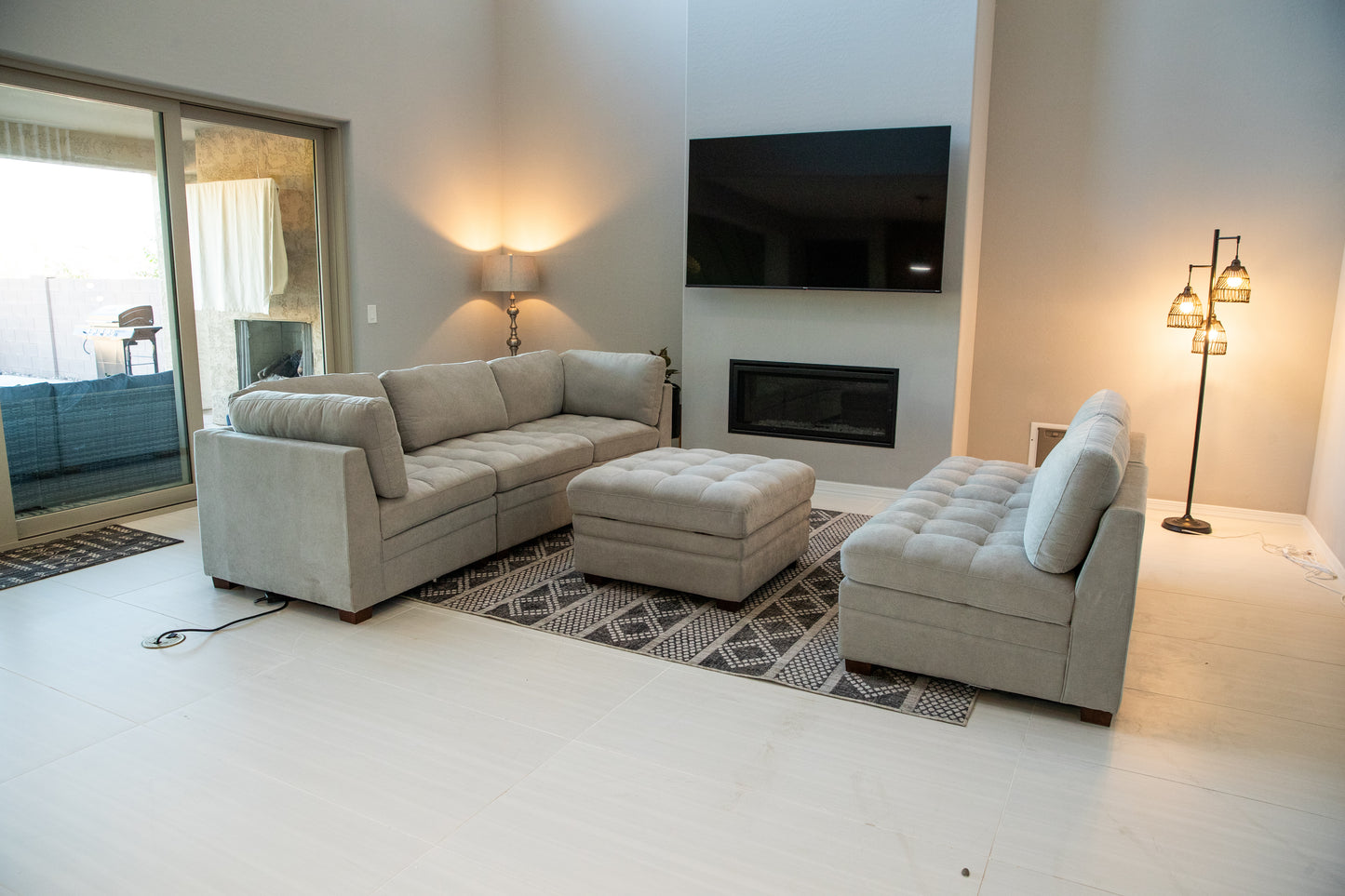 Sectional Modular 6 Piece Couch Light Gray