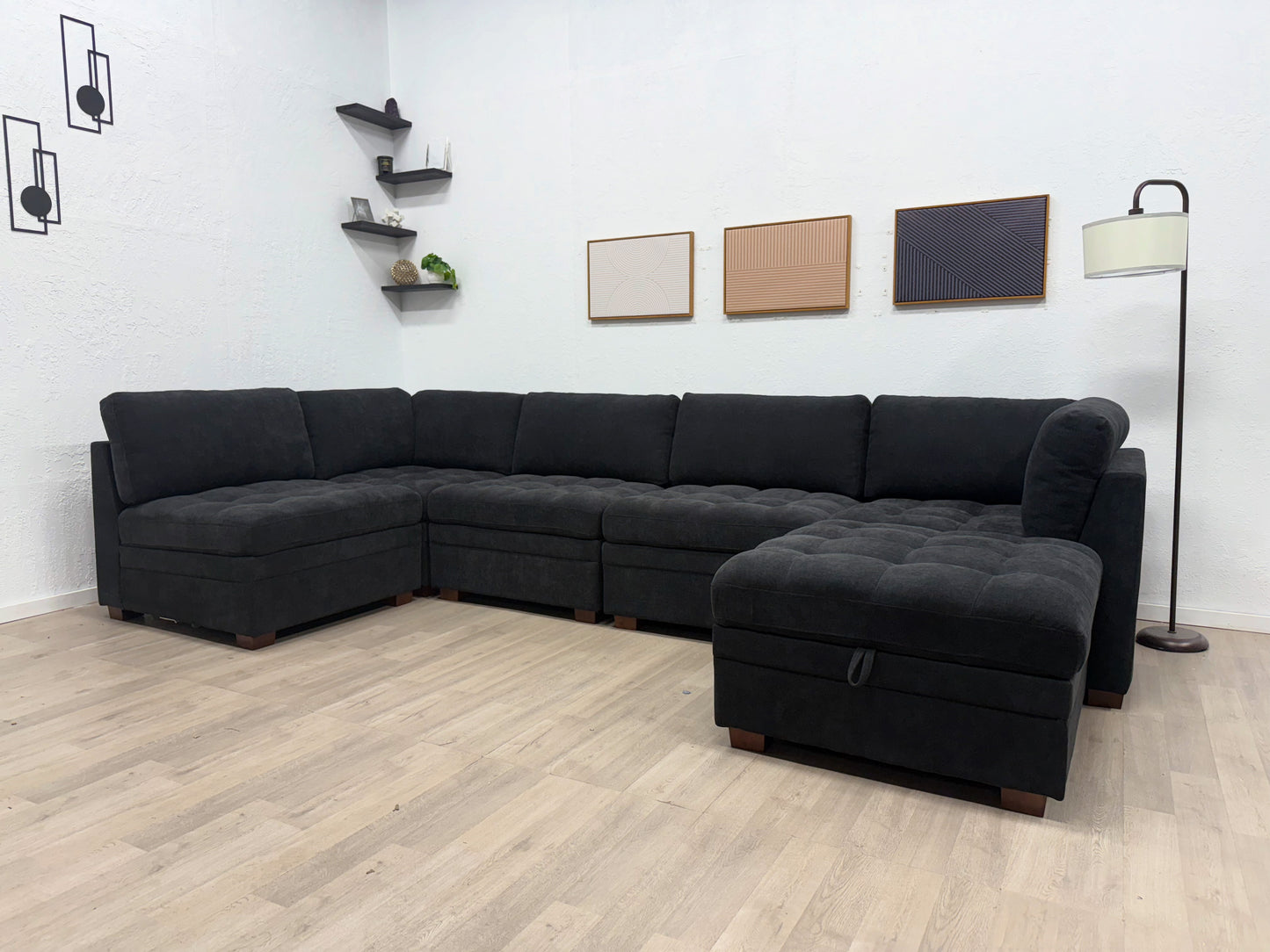 Sectional Modular 6 Piece Couch Black