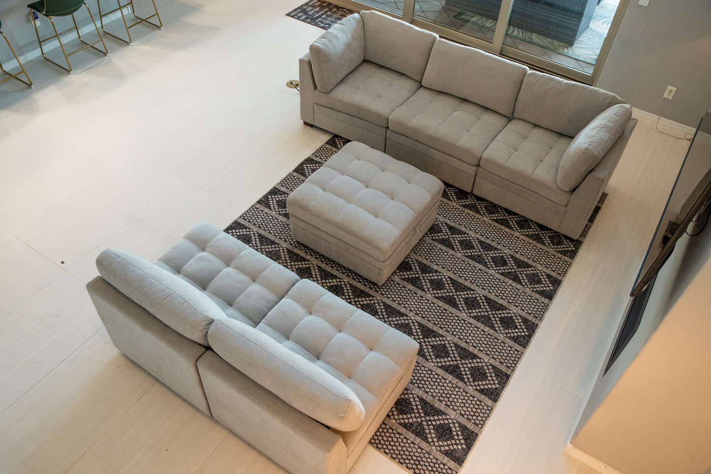 Sectional Modular 6 Piece Couch Light Gray