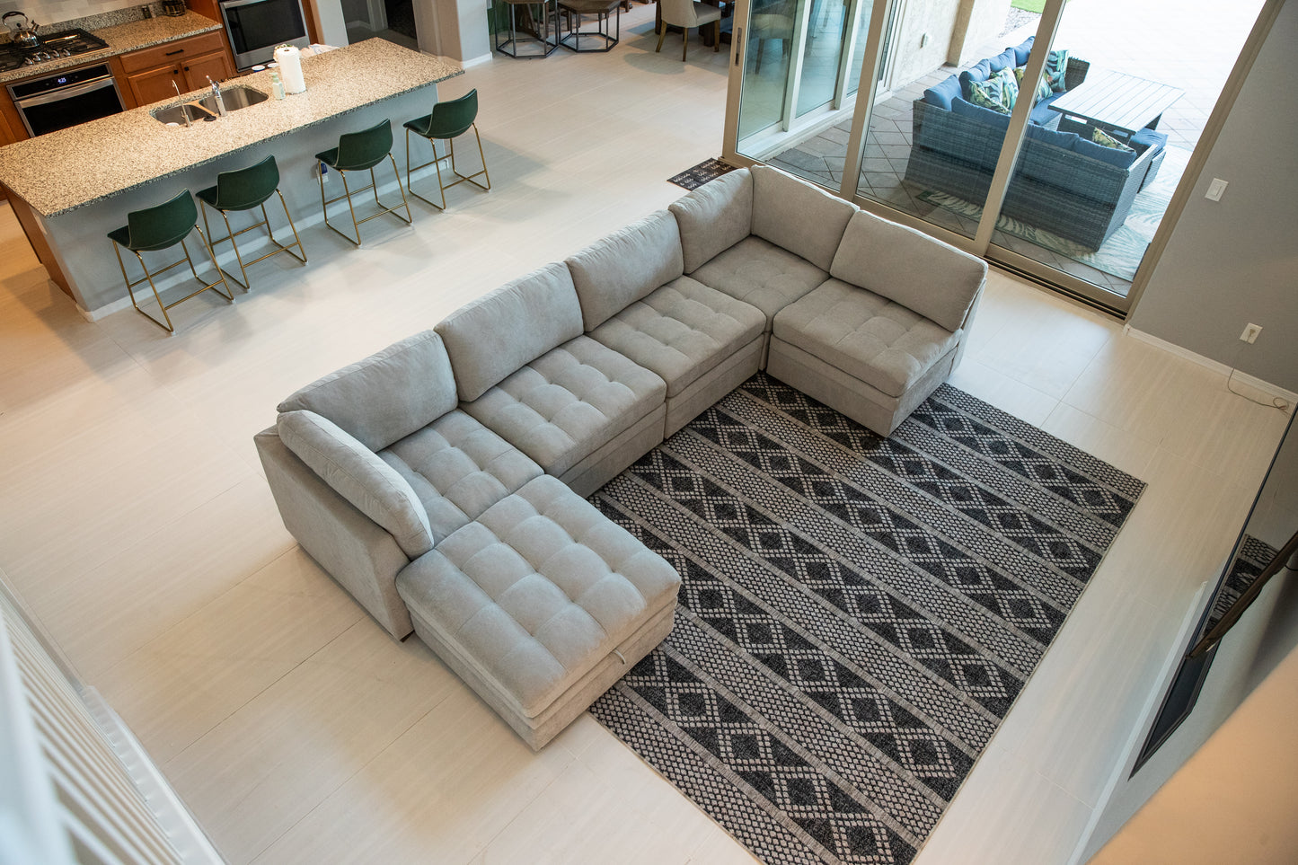 Sectional Modular 6 Piece Couch Light Gray
