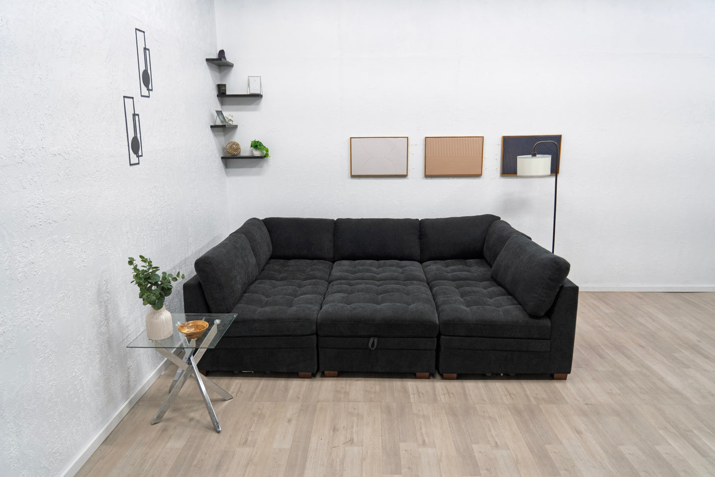 Sectional Modular 6 Piece Couch Black