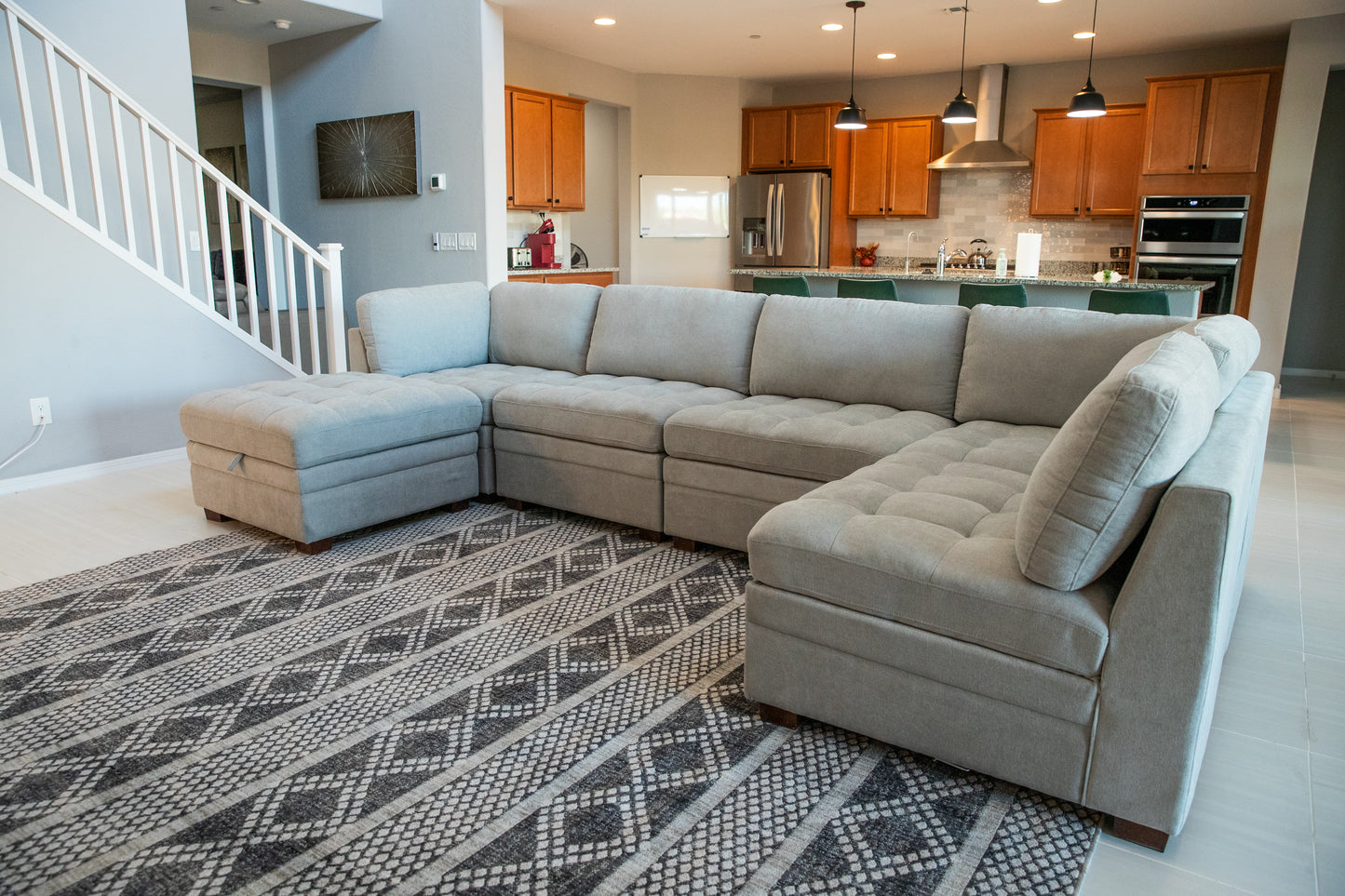 Sectional Modular 6 Piece Couch Light Gray
