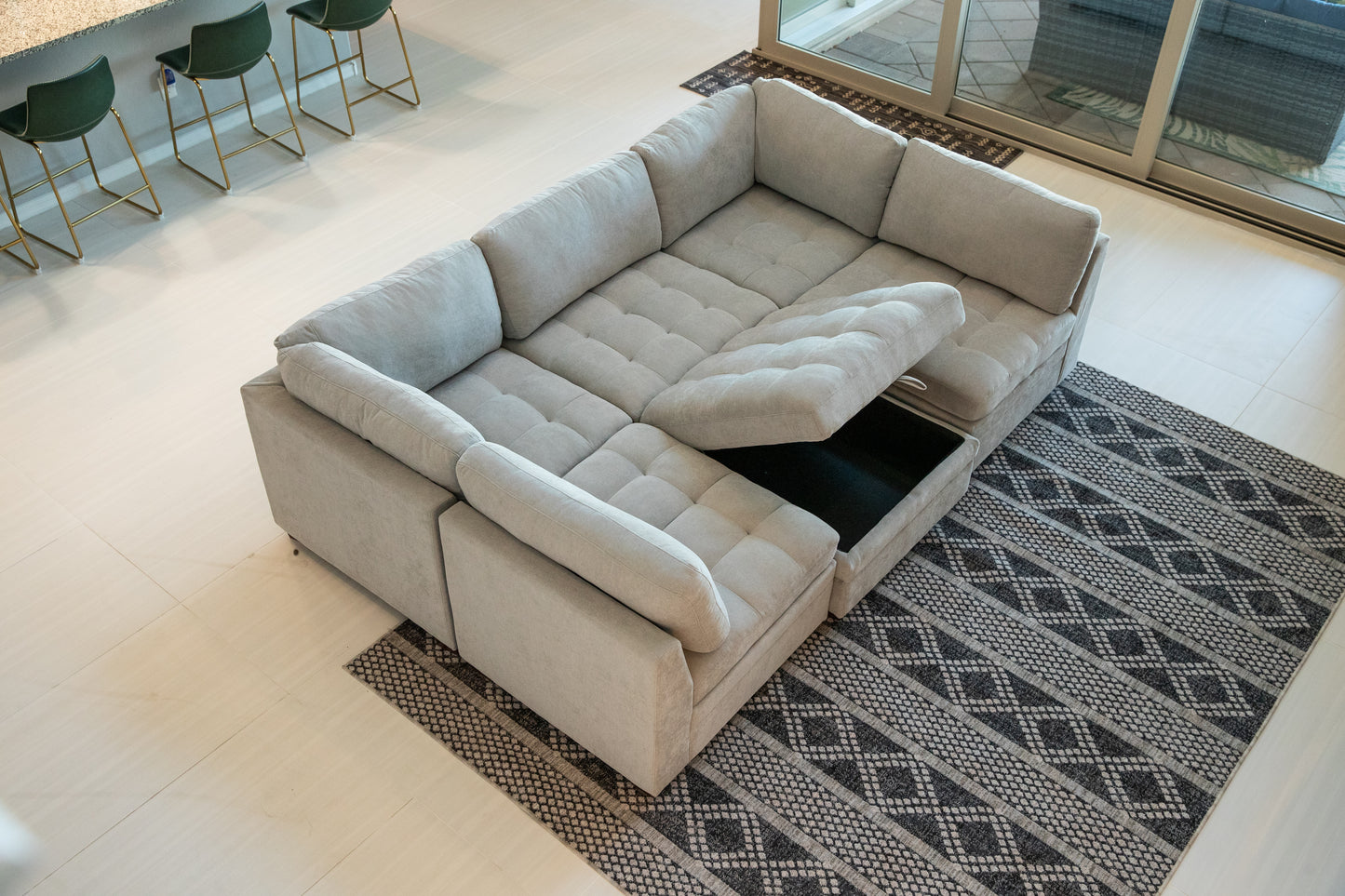 Sectional Modular 6 Piece Couch Light Gray