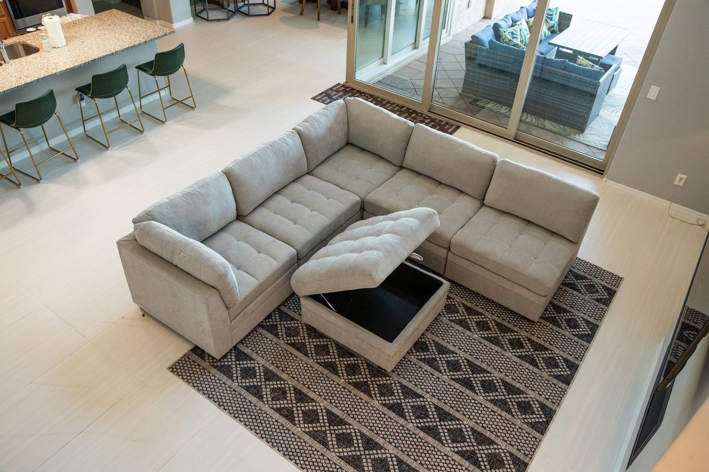 Sectional Modular 6 Piece Couch Light Gray
