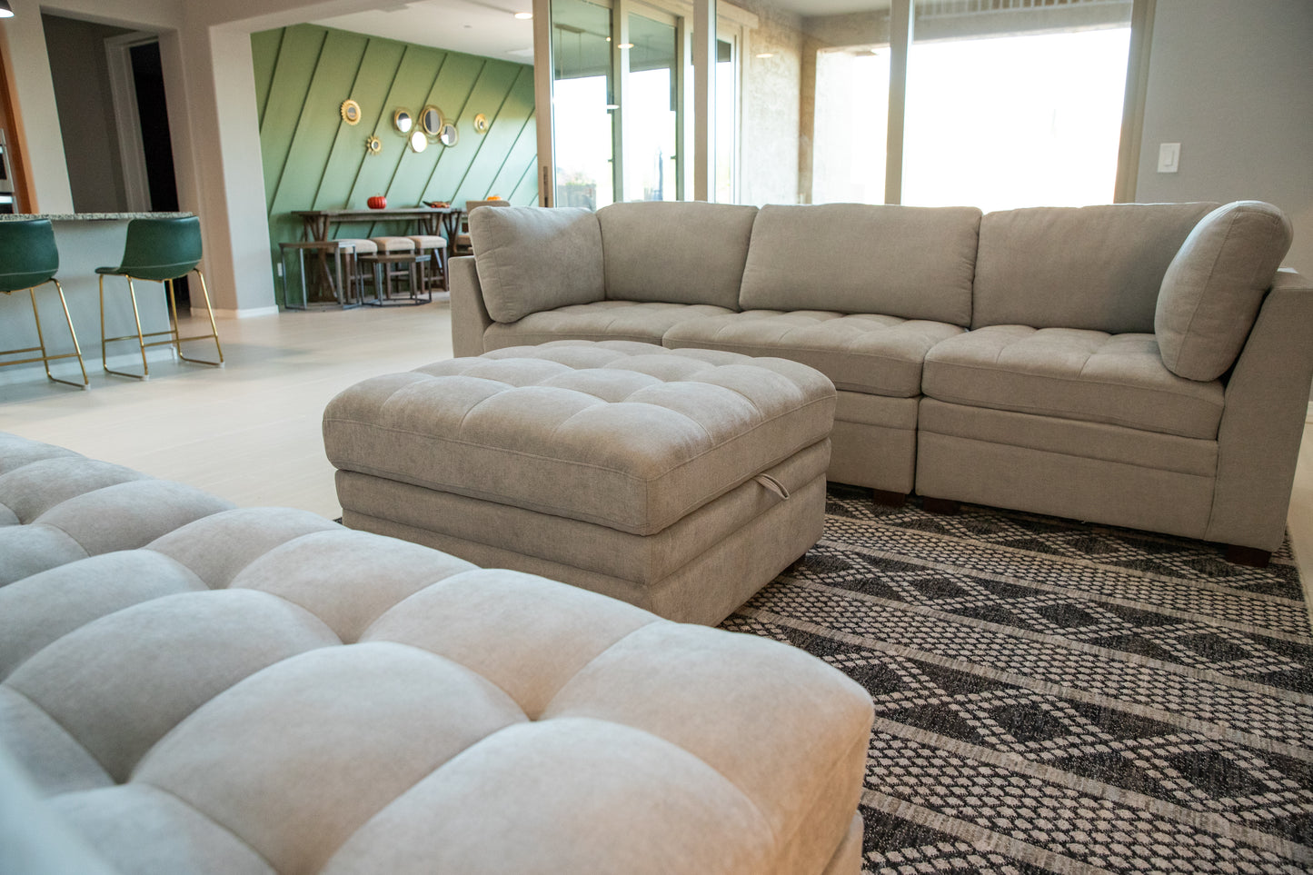 Sectional Modular 6 Piece Couch Light Gray