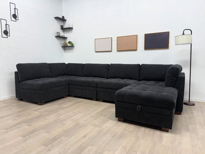 Sectional Modular 6 Piece Couch Black
