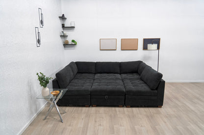 Sectional Modular 6 Piece Couch Black
