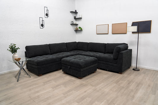 Sectional Modular 6 Piece Couch Black