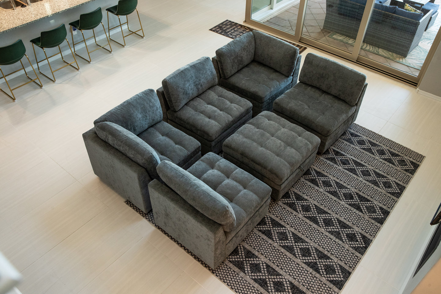 Sectional Modular 6 Piece Couch Dark Gray